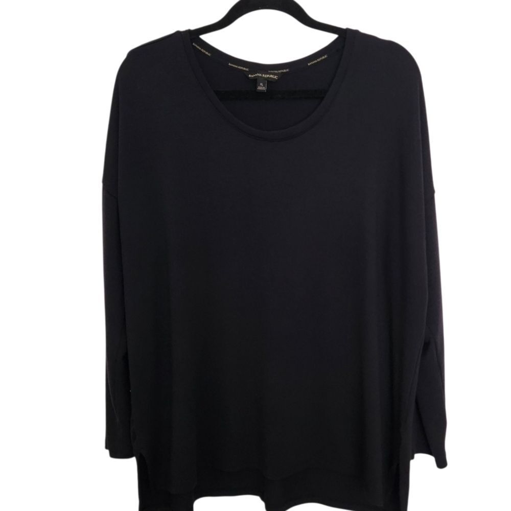 Banana Republic Womens Black Long Sleeve Round Neck Top Size XL